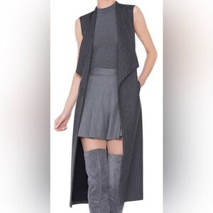 Alice + Olivia Keaton Long Grey Stripe Vest